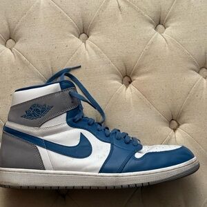 Grey and blue Jordan 1’s